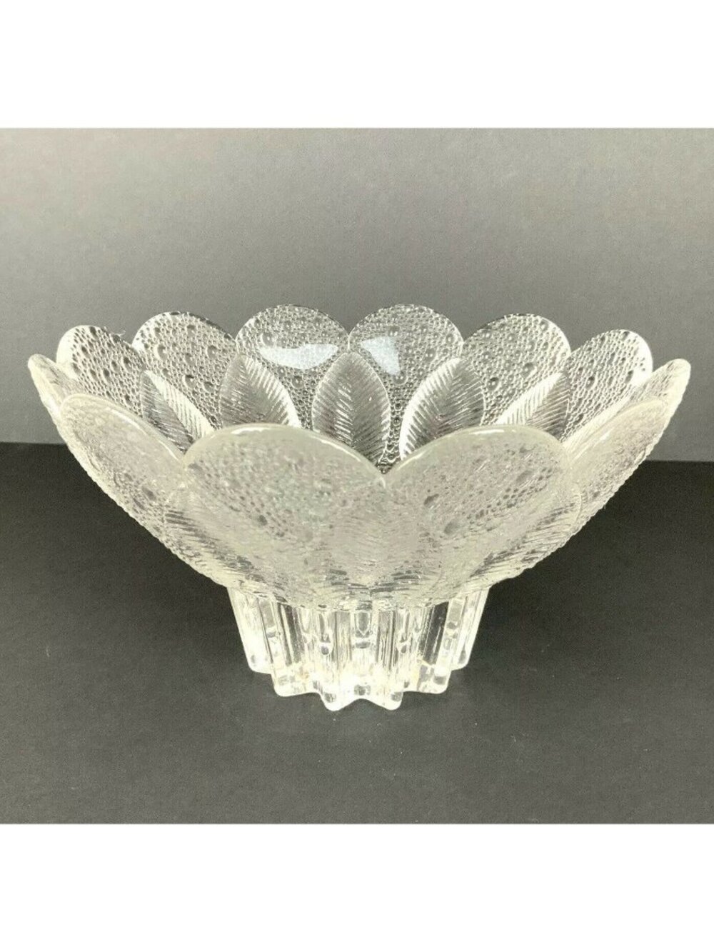 Lausitzer Glas Lead Crystal Bowl Dish 8 inch Medea Dew Drop Leaf German Republic